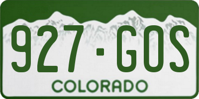 CO license plate 927GOS