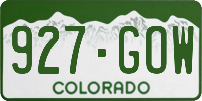 CO license plate 927GOW