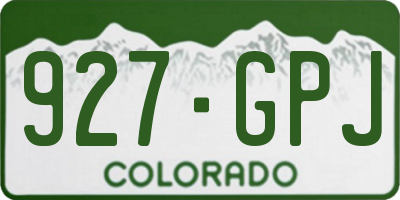 CO license plate 927GPJ
