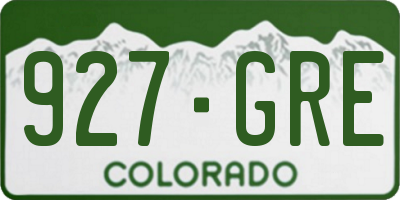 CO license plate 927GRE