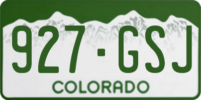 CO license plate 927GSJ