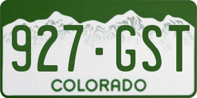 CO license plate 927GST