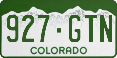 CO license plate 927GTN