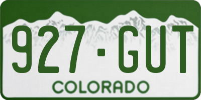 CO license plate 927GUT