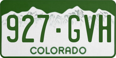 CO license plate 927GVH