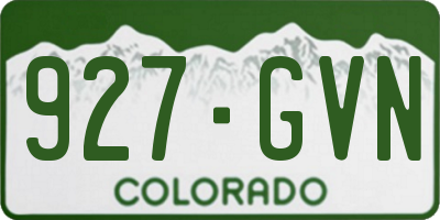 CO license plate 927GVN