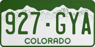 CO license plate 927GYA