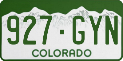 CO license plate 927GYN