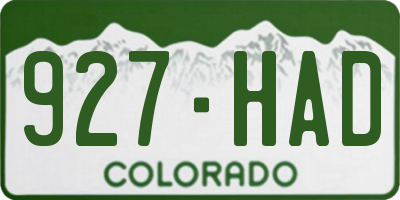 CO license plate 927HAD