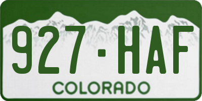 CO license plate 927HAF