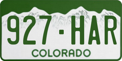 CO license plate 927HAR