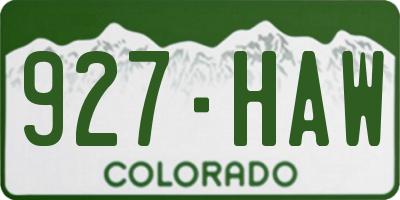 CO license plate 927HAW