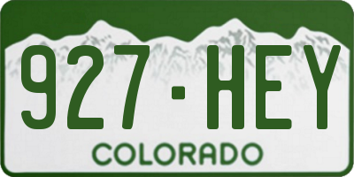 CO license plate 927HEY