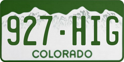 CO license plate 927HIG