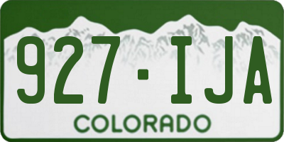 CO license plate 927IJA