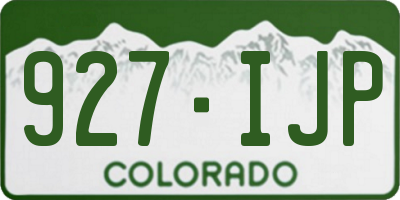 CO license plate 927IJP