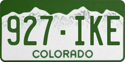 CO license plate 927IKE