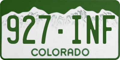 CO license plate 927INF