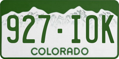 CO license plate 927IOK