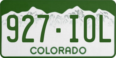CO license plate 927IOL