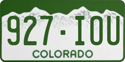 CO license plate 927IOU