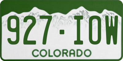 CO license plate 927IOW