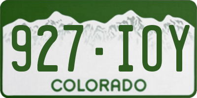 CO license plate 927IOY