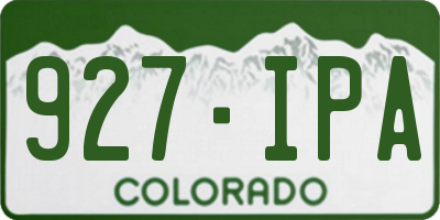 CO license plate 927IPA