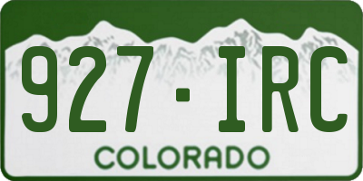 CO license plate 927IRC