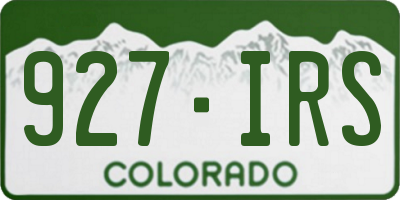 CO license plate 927IRS