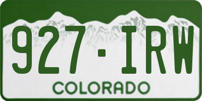 CO license plate 927IRW