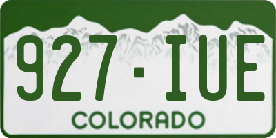 CO license plate 927IUE