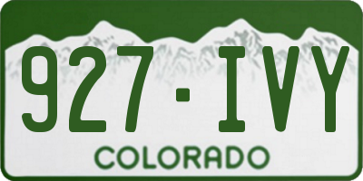 CO license plate 927IVY