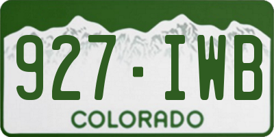 CO license plate 927IWB