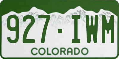 CO license plate 927IWM