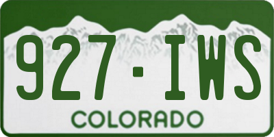 CO license plate 927IWS