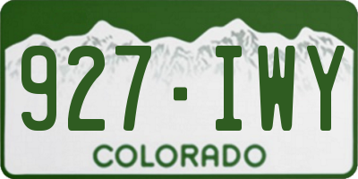 CO license plate 927IWY