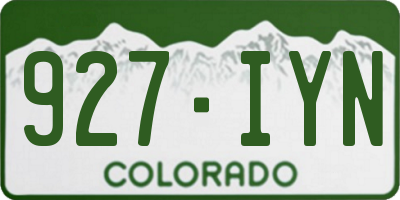 CO license plate 927IYN