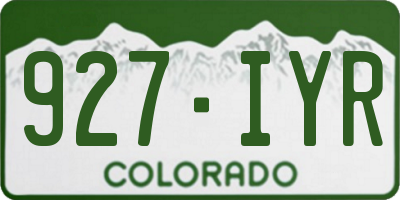 CO license plate 927IYR