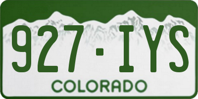 CO license plate 927IYS