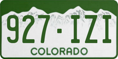 CO license plate 927IZI