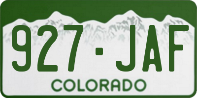 CO license plate 927JAF