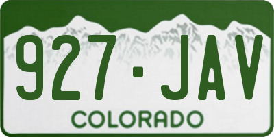 CO license plate 927JAV