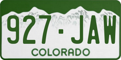 CO license plate 927JAW