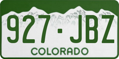 CO license plate 927JBZ