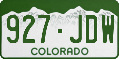 CO license plate 927JDW