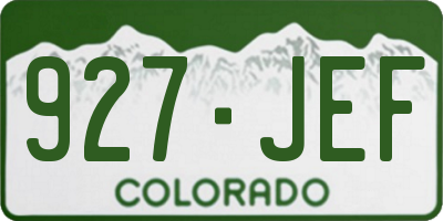 CO license plate 927JEF