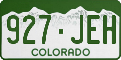 CO license plate 927JEH