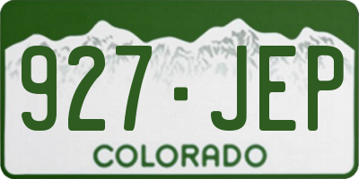CO license plate 927JEP
