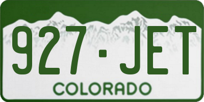CO license plate 927JET